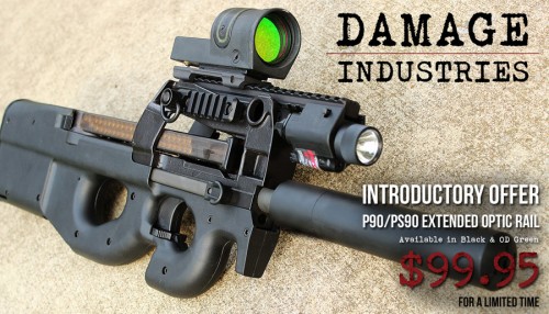 Damage Industries P90 or PS90 Extended Optic Rail