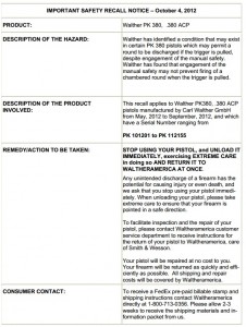 walther pk380 recall 20121004