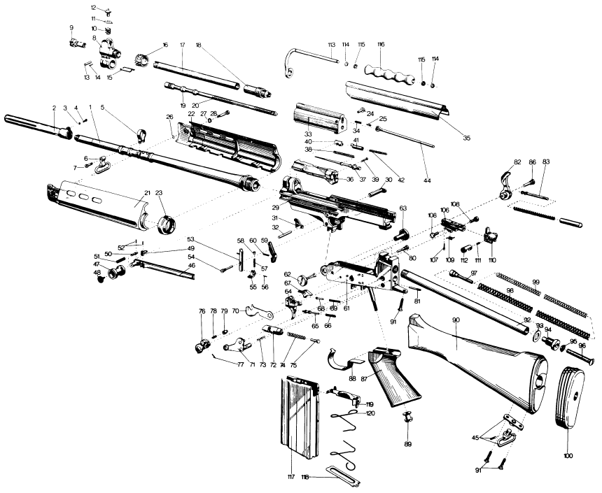 FN - FAL exploded view (metric)